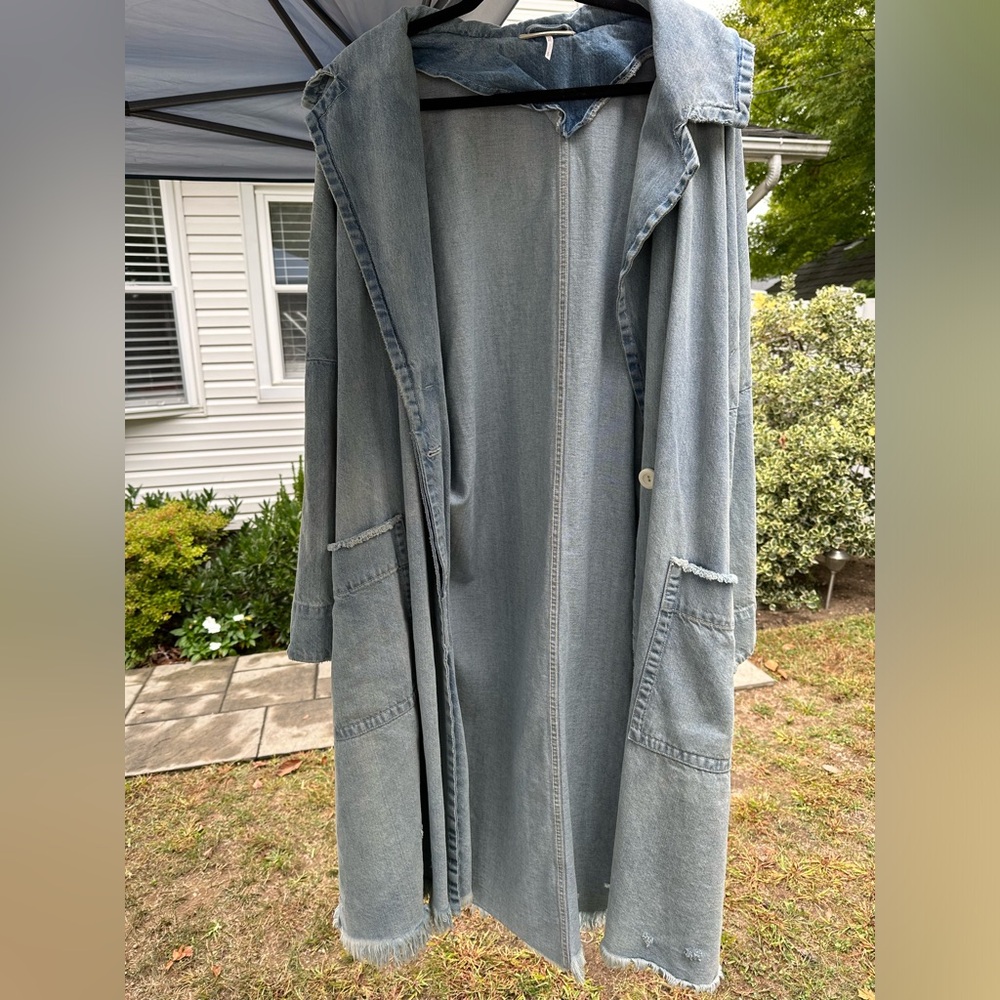 Free People Long Maxi Denim Coat